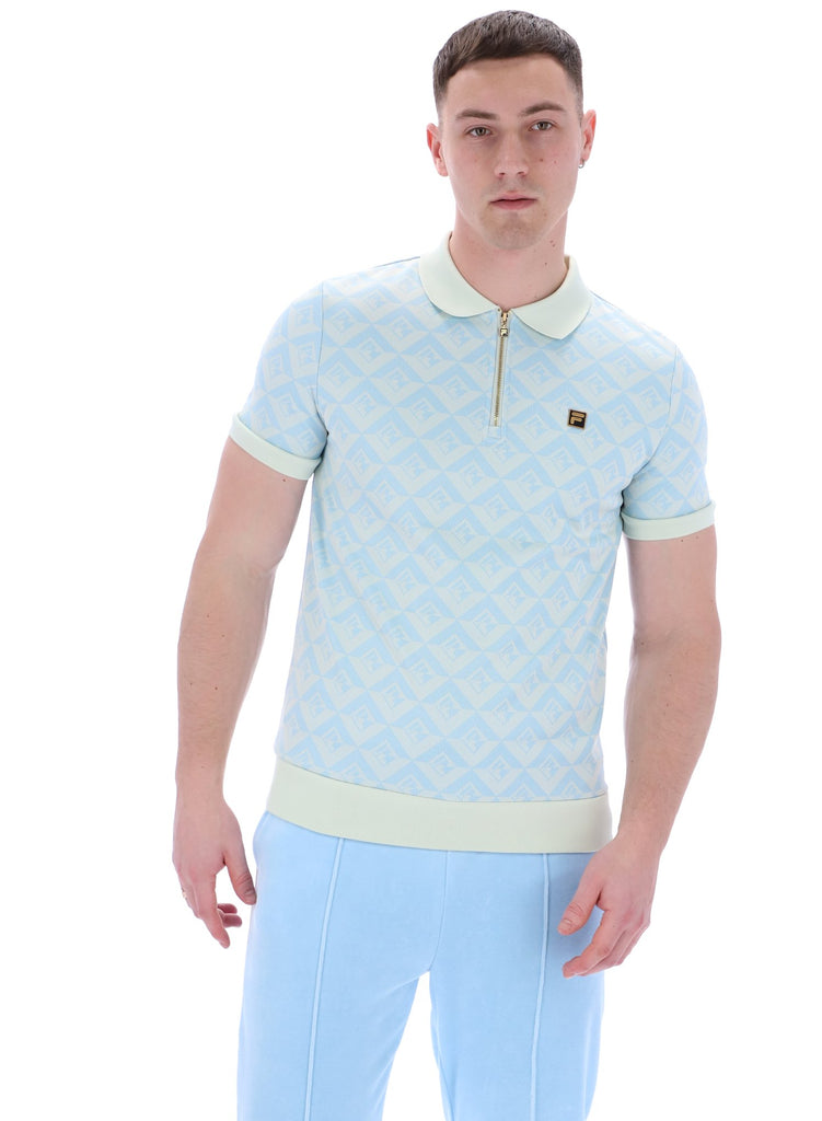 FILA® GOLD AXEL 2 Jaquard Geo Polo Shirt/Egret - New SS25
