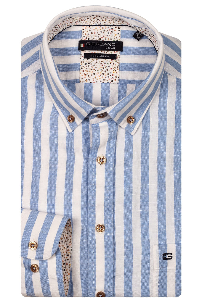 GIORDANO Regular Fit Linen Blend Shirt/Salisbury Blue - New SS25