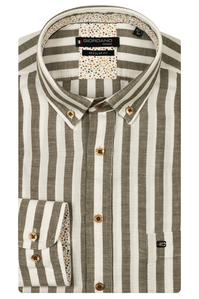 GIORDANO Regular Fit Linen Blend Shirt/Apple Green - New SS25