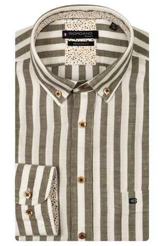 GIORDANO Regular Fit Linen Blend Shirt/Apple Green - New SS25