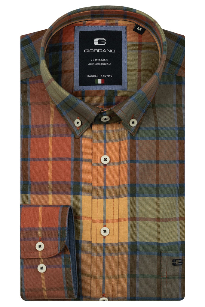 GIORDANO BRANDO AUTUMNAL CHECK SHIRT/Rust - New AW25