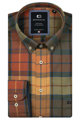 GIORDANO BRANDO AUTUMNAL CHECK SHIRT/Rust - New AW25