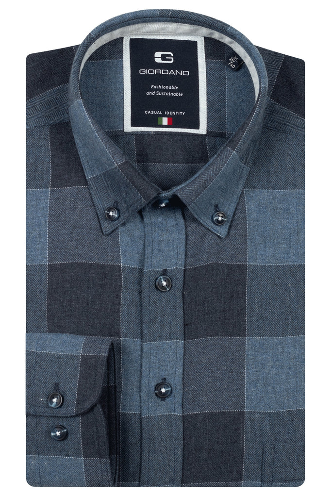 GIORDANO BRANDO AUTUMNAL SQUARE CHECK SHIRT/Blue - New AW25