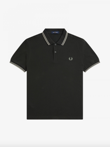 Fred Perry Twin Tipped Shirt/Night Green/Seagrass - New AW23
