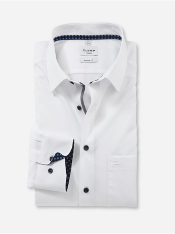 OLYMP® Modern Fit Contrast Trim Shirt/White - New SS24