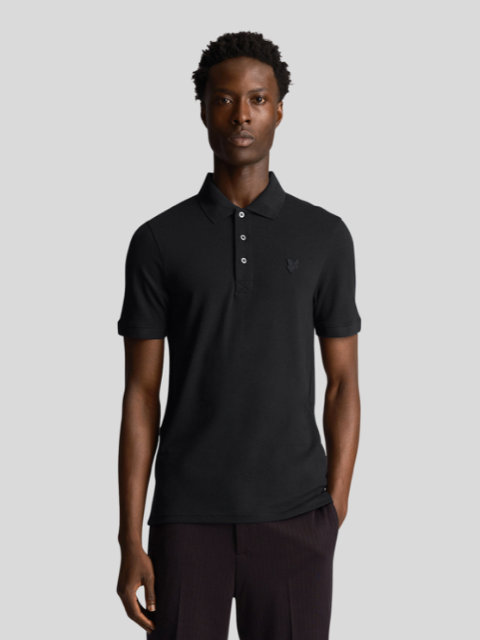 Lyle & Scott Tonal Superfine Eagle Polo Shirt/Black - New AW25
