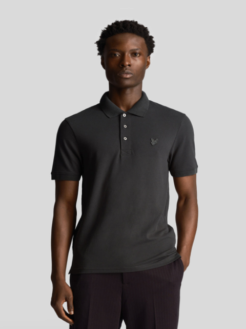 Lyle & Scott Tonal Superfine Eagle Polo Shirt/Gunmetal - CORE SS25