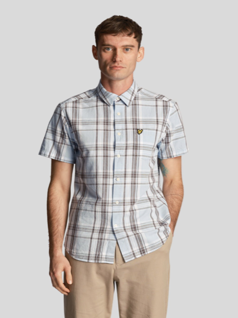 Lyle & Scott Linen Check SS Shirt/Light Blue - HS24 SALE