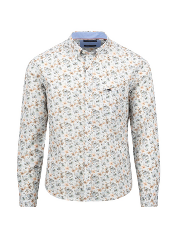 FYNCH HATTON® Premium Flower Print Shirt/Stone Green - AW24 SALE