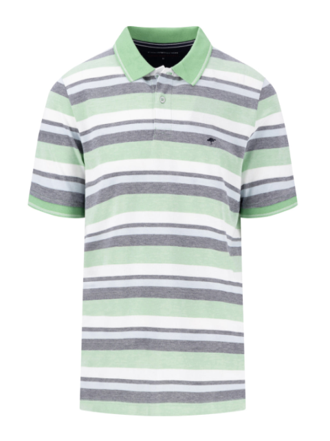 FYNCH HATTON® Casual Fit 2-Tone Multi Striped Polo Shirt/Turf - SS25 SALE