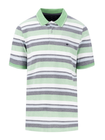 FYNCH HATTON® Casual Fit 2-Tone Multi Striped Polo Shirt/Turf - SS25 SALE