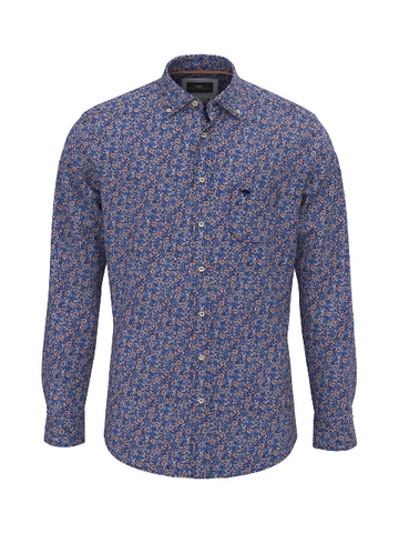 FYNCH HATTON® Premium Flower Print Shirt/French Blue - SS25 SALE