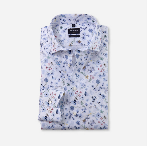 OLYMP® LUXOR Modern Fit Soft Print Shirt/White - New SS25
