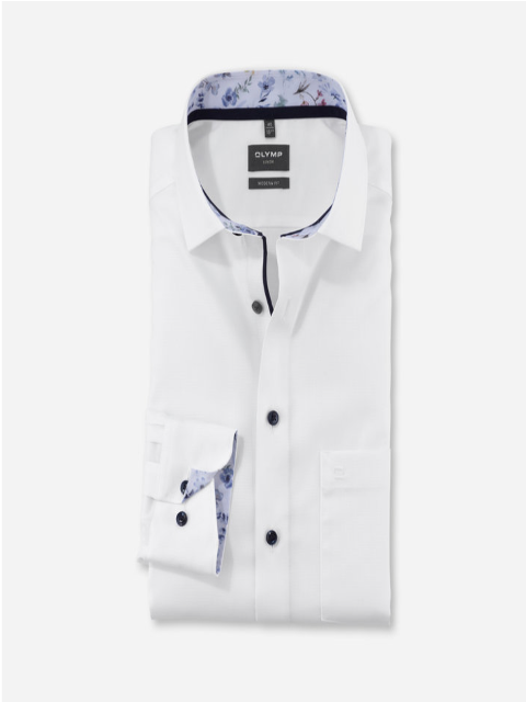 OLYMP® LUXOR Modern Fit Contrast Trim Shirt/White - New SS25