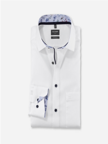 OLYMP® LUXOR Modern Fit Contrast Trim Shirt/White - New SS25