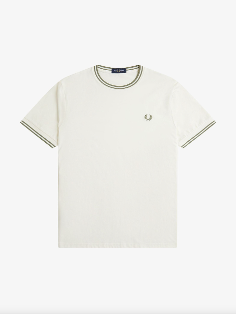 Fred Perry Twin Tipped T-Shirt/Light Ecru/Olive - New SS25
