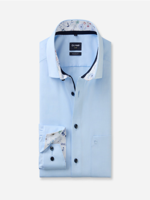 OLYMP® LUXOR Modern Fit Contrast Trim Shirt/Sky - New SS25