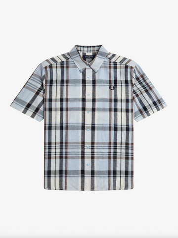 Fred Perry Madras Check SS Shirt/Light Smoke - SS25 SALE