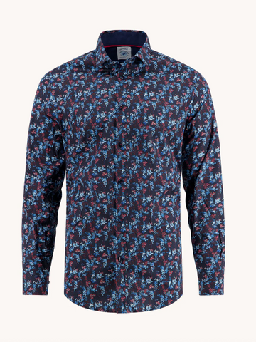 A FISH NAMED FRED PHEASANT PRINT SHIRT/NAVY - NEW AW25
