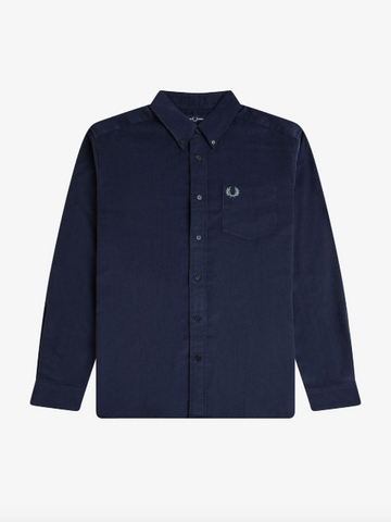 Fred Perry Needle Cord Shirt/Dark Airforce - New AW25