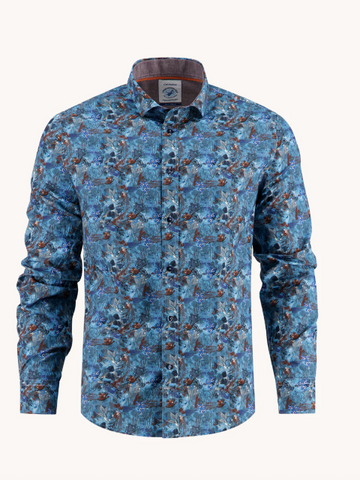 A FISH NAMED FRED WATERCOLOUR HIGHLAND PRINT SHIRT/JEANS BLUE - NEW AW25