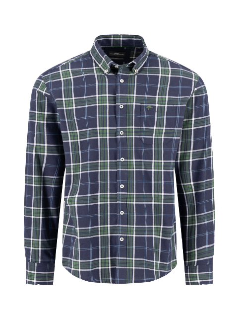 FYNCH HATTON® Twill Check Shirt/Navy - New AW25