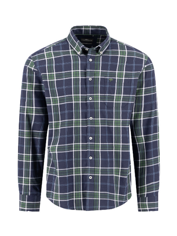 FYNCH HATTON® Twill Check Shirt/Navy - New AW25