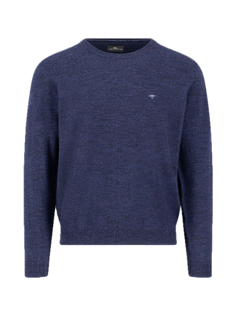 FYNCH HATTON® Luxury Cotton/Wool Blend Jumper/Blue - New AW25