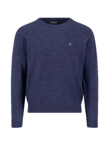 FYNCH HATTON® Luxury Cotton/Wool Blend Jumper/Blue - New AW25