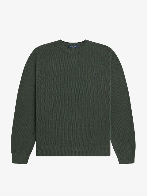 Fred Perry Pique Stitch Jumper/Court Green - New AW25
