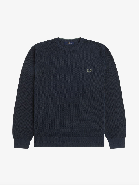 Fred Perry Pique Stitch Jumper/Navy - New AW25