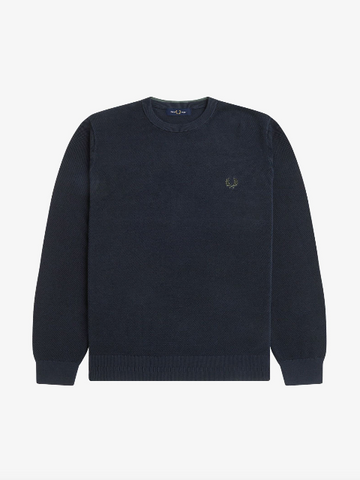 Fred Perry Pique Stitch Jumper/Navy - New AW25