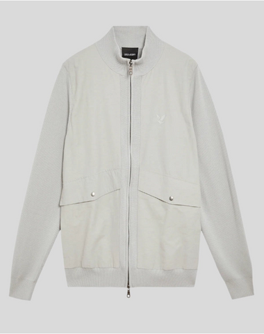 Lyle & Scott Milano Hybrid Full Zip Knitted Jacket/Grey Mirage - New SS25