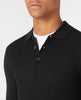 REMUS UOMO® Long Sleeve Merino Blend Polo Shirt/Black - New AW22