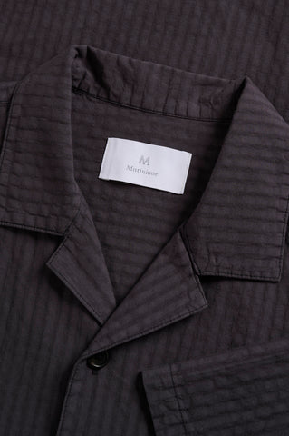 Matinique® Klampo 73 S/S Self Stripe Shirt/Washed Black - SS26