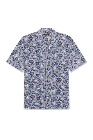 Matinique® Klampo S/S Revere Collar Floral Shirt/Chambray Blue - SS26