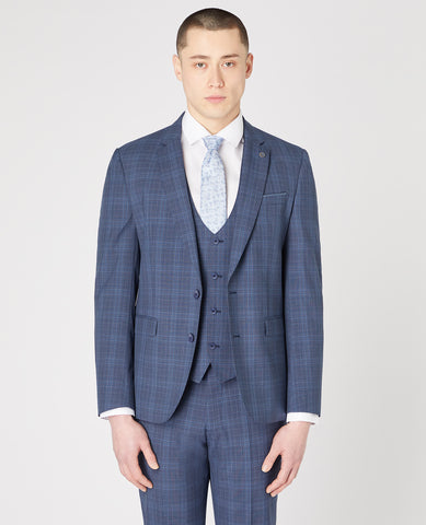 REMUS UOMO® Slim Fit Wool Rich Mix & Match Check Suit/Blue - New SS23