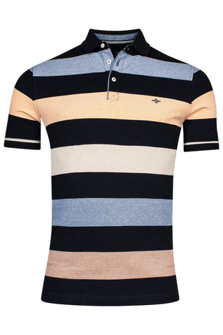 Baileys Casual Stripe Oxford Polo Shirt/Denim/Peach/Navy - New SS24