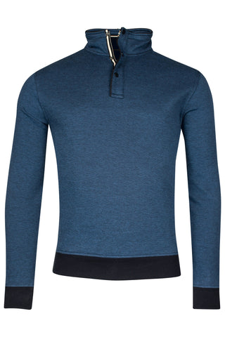 Baileys Sweatshirt 1/2 Zip 2-Tone Oxford Jacquard Casual Top/ Blue - New SS24