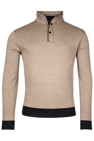 Baileys Sweatshirt 1/2 Zip 2-Tone Oxford Jacquard Casual Top/Stone - New SS24