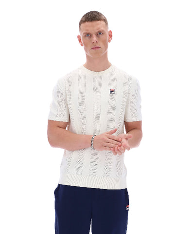 FILA® CORRADO Knitted Panel Tee/Gardenia - HS26