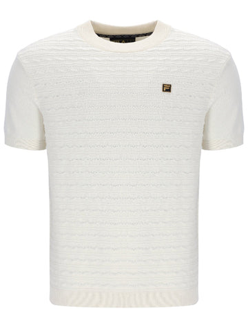 FILA® GOLD DON Textured Knitted T-Shirt/Coconut Milk - SS26