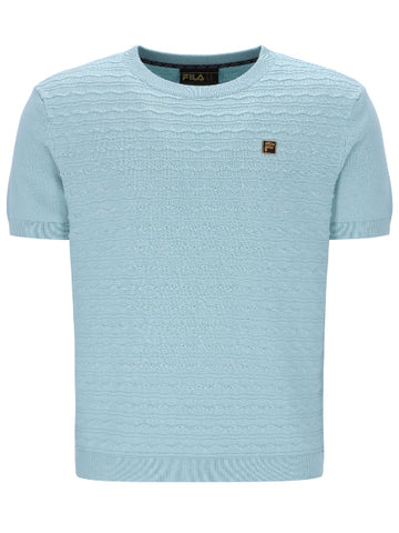 FILA® GOLD DON Textured Knitted T-Shirt/Sterling Blue - SS26