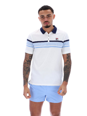 FILA® FRANCIS Yarn Dye Stripe Polo Shirt/White - New SS25