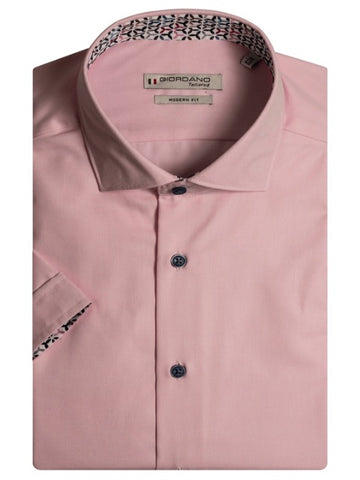 GIORDANO COLLAR/CUFF TRIM S/S SUMMER SHIRT/Soft Pink - New SS24