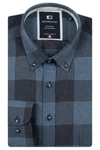 GIORDANO BRANDO AUTUMNAL SQUARE CHECK SHIRT/Blue - New AW25