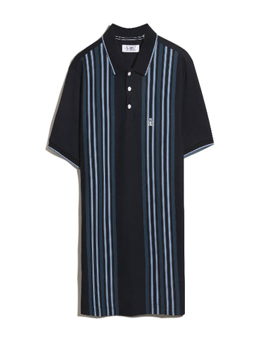 Original Penguin® Interlock Vertical Stripe Polo Shirt/Dark Sapphire - New AW25
