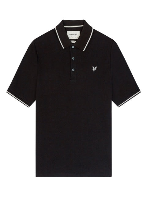 Lyle & Scott Flatback Pique Tipped Polo Shirt/Lacquer - New AW23