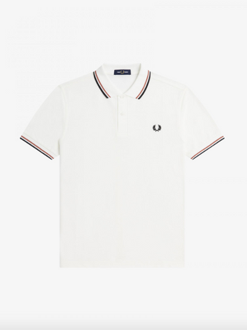 Fred Perry Twin Tipped Shirt/Snow White/Rust/Black - New SS23