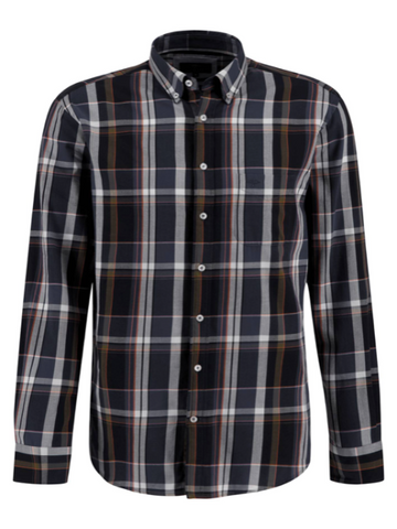 FYNCH HATTON® Olive Check Shirt/Navy - New AW23